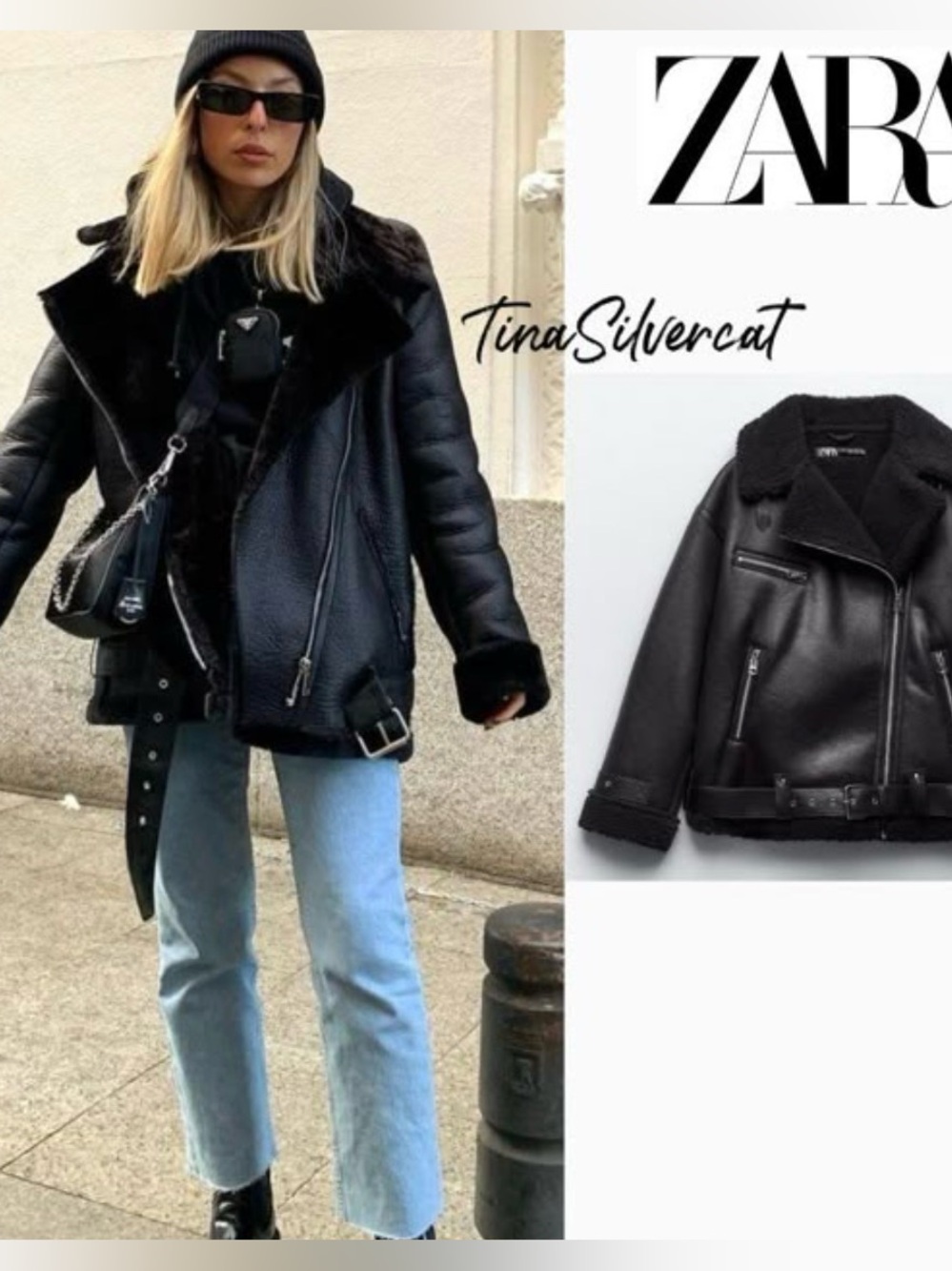 ZARA Double-Faced Faux Leather Aviator Jacket
SIZE: small